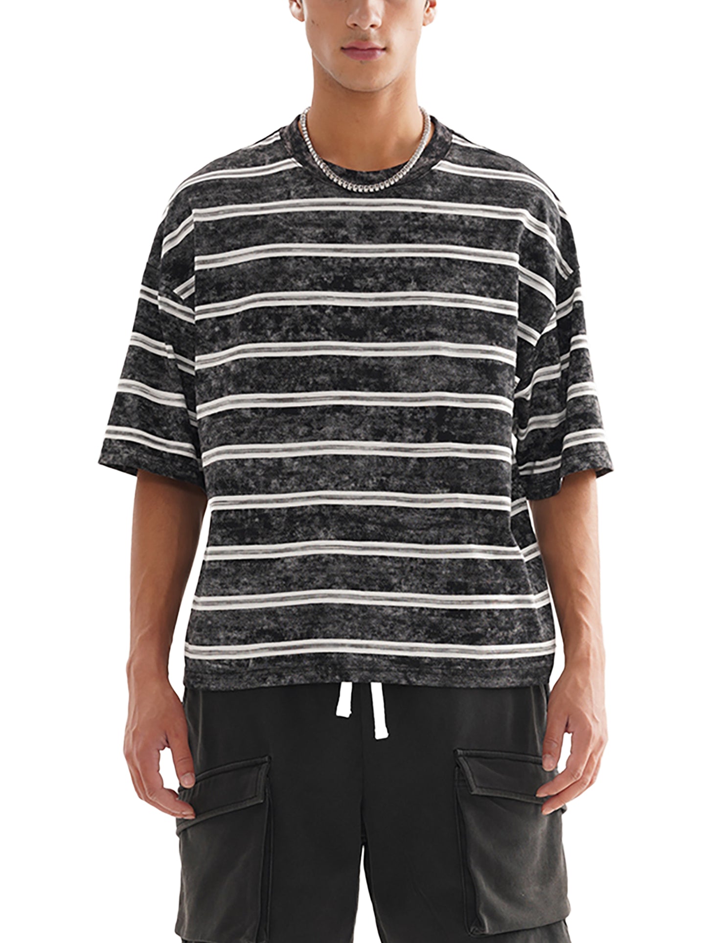 Snow Washed Stripe Box Tee
