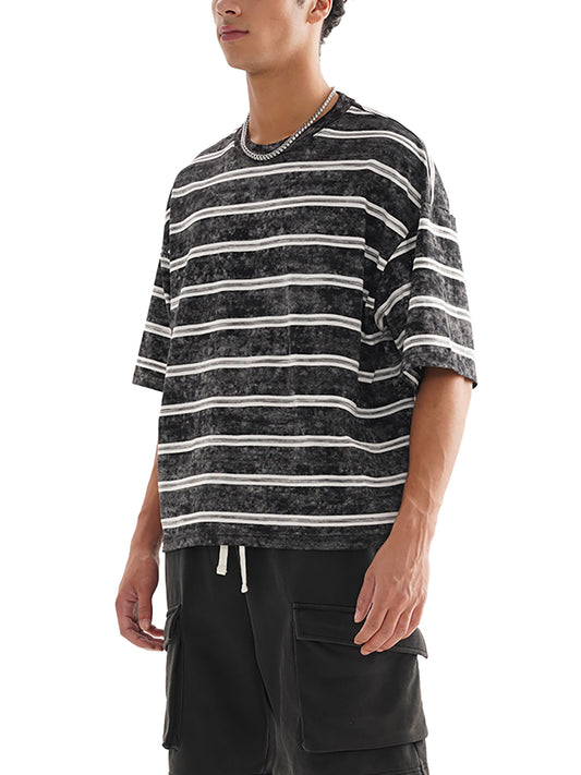 Snow Washed Stripe Box Tee