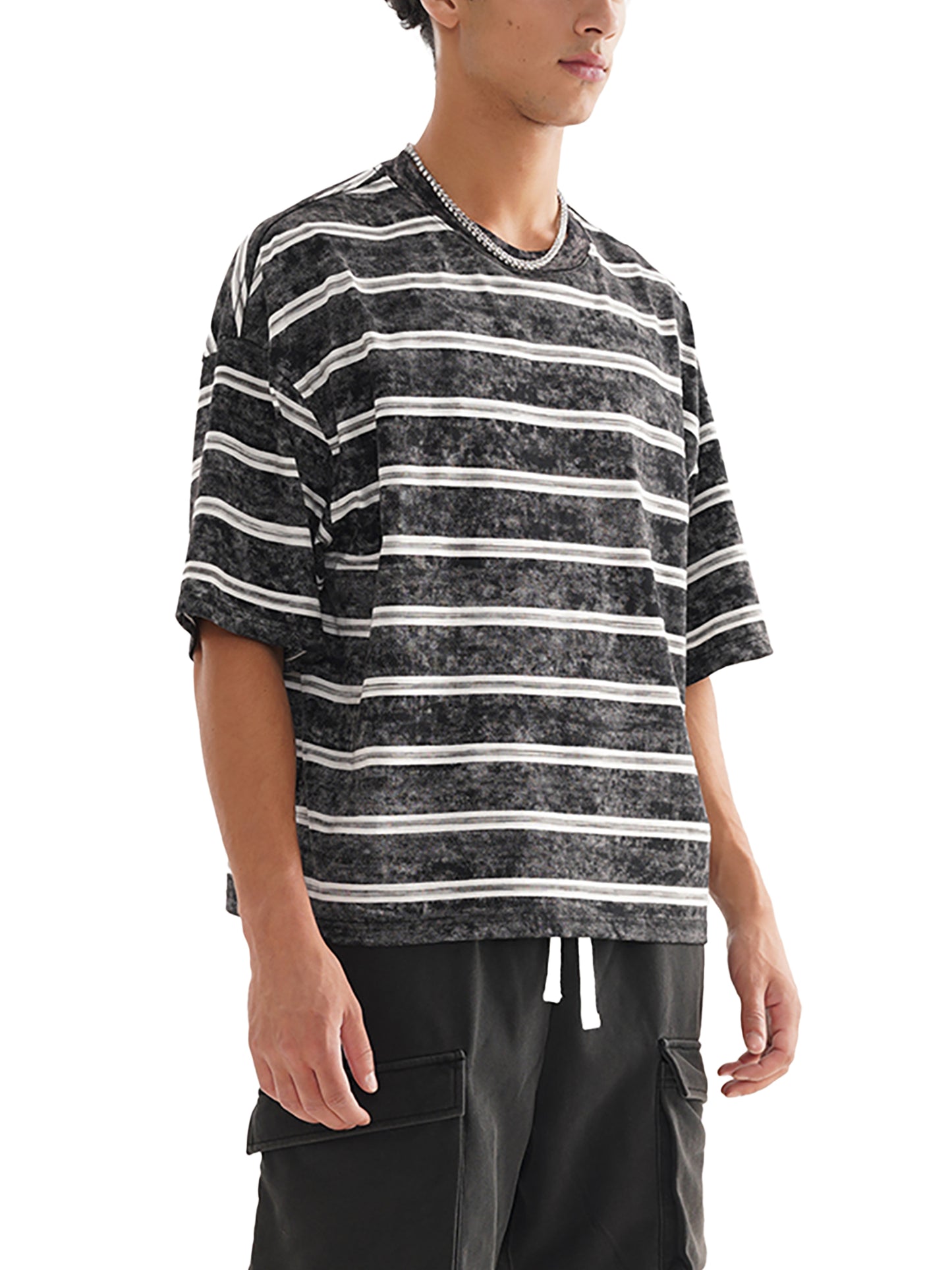 Snow Washed Stripe Box Tee